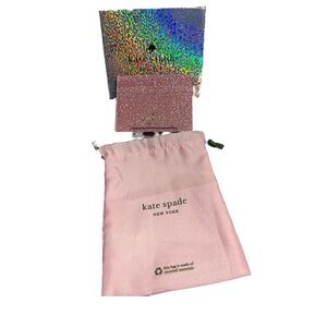 Kate Spade Pink Glitter Card Holder with dust bag